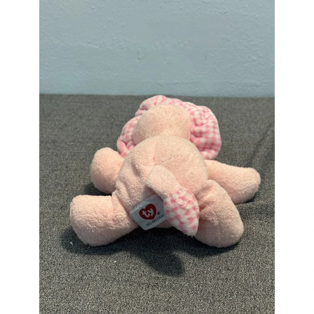 Baby Ty Gwowls the Lion Pink Bonnet Gingham Check Mane Stuffed Animal Plush Toy